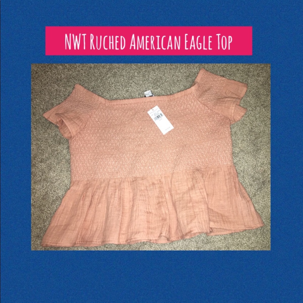NWT Ruched American Eagle Pink Shirt